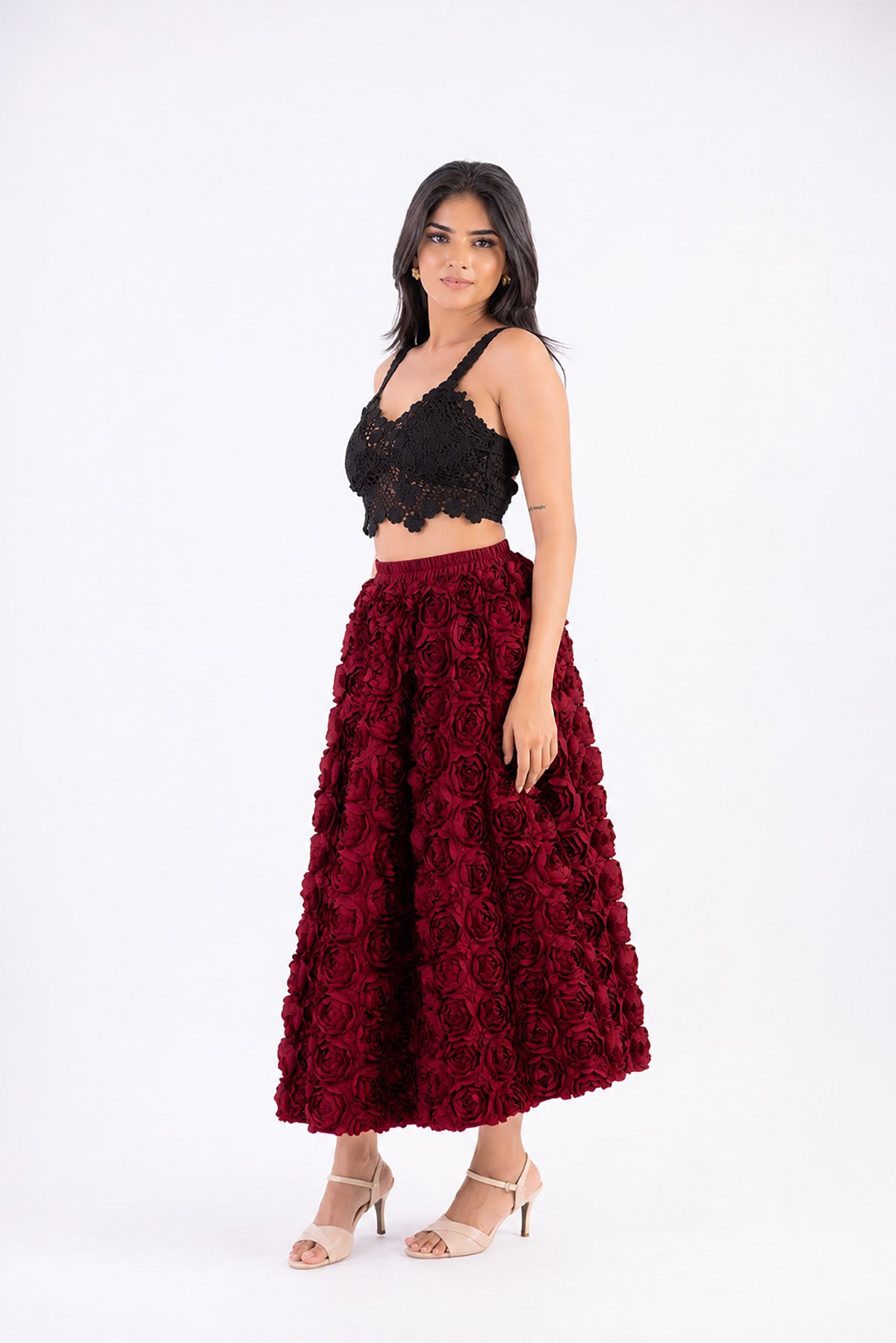 Noir Petal Volume Skirt