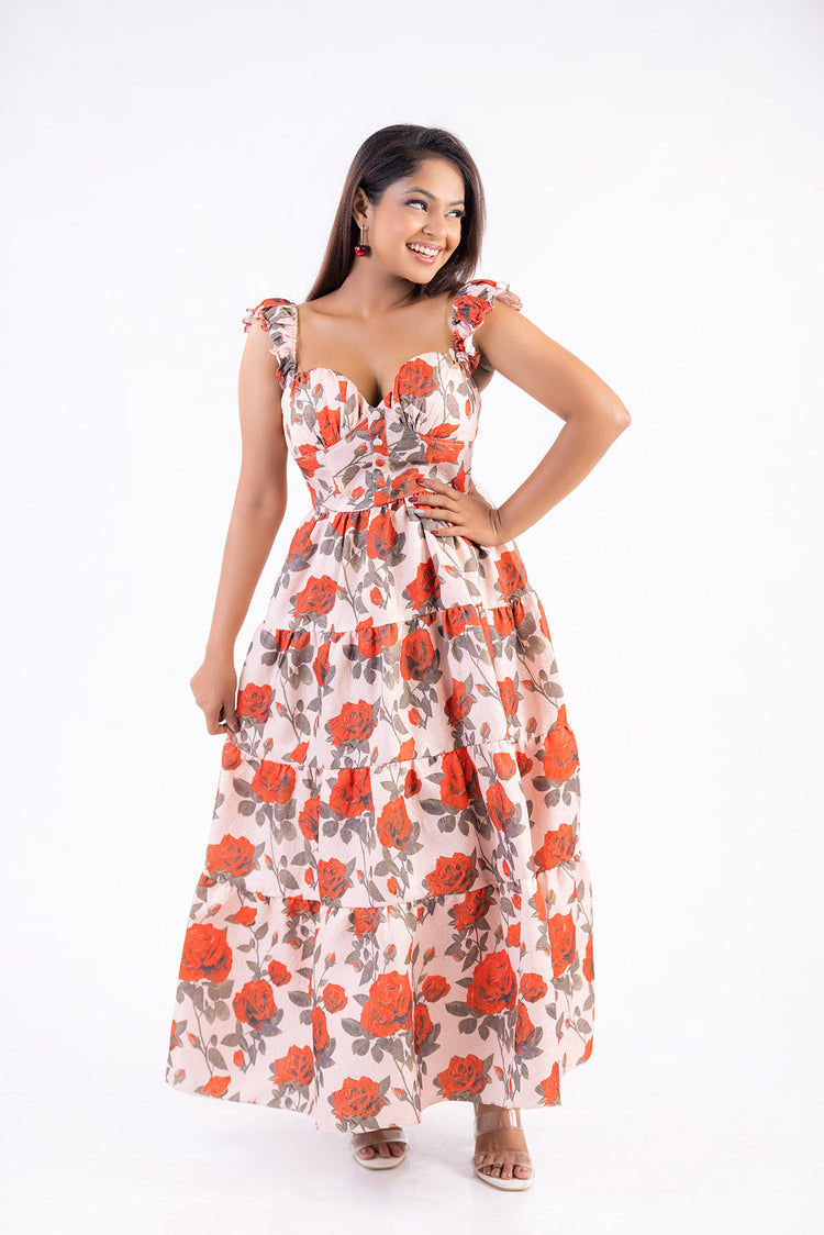 Noir Floral Elegance Dress