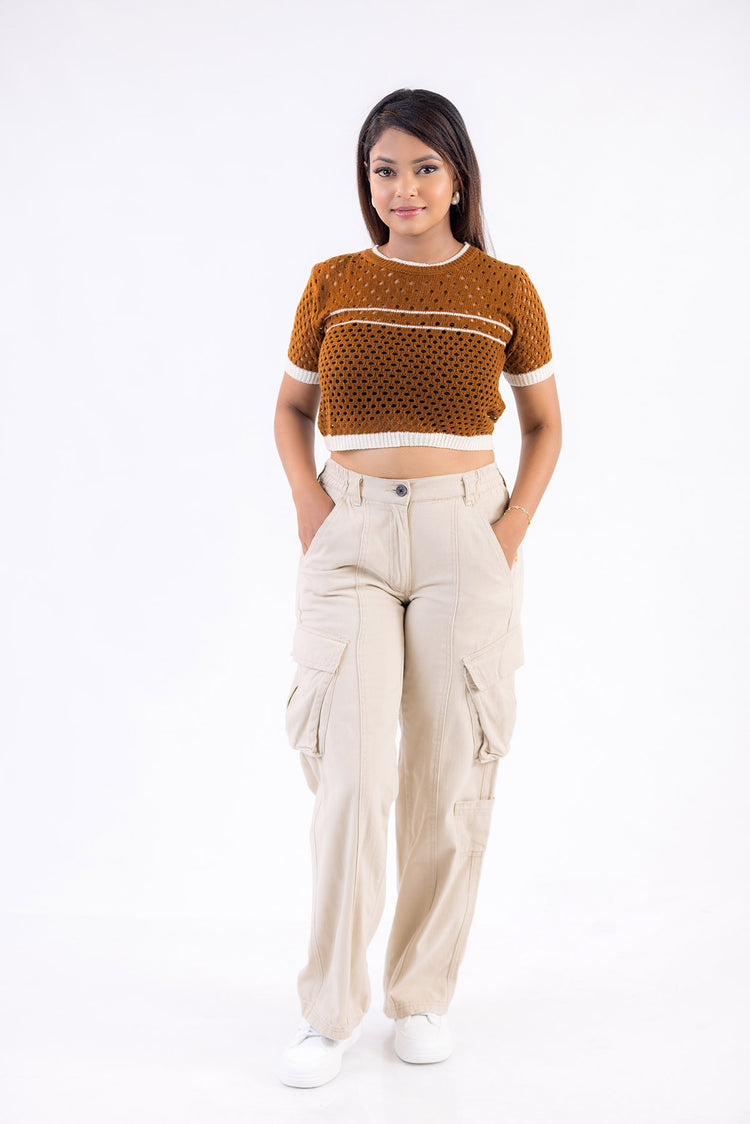 Mocha Mesh Crop