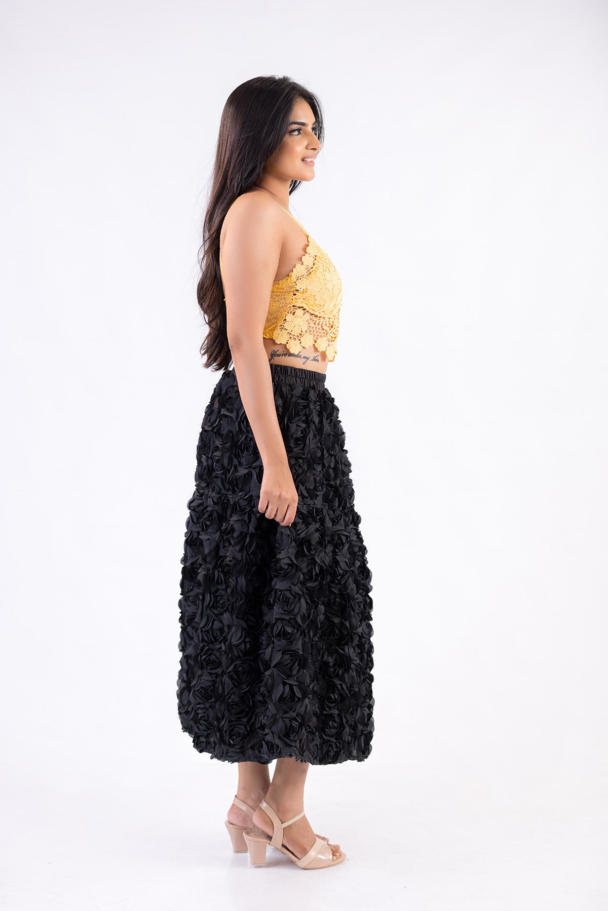 Noir Petal Volume Skirt