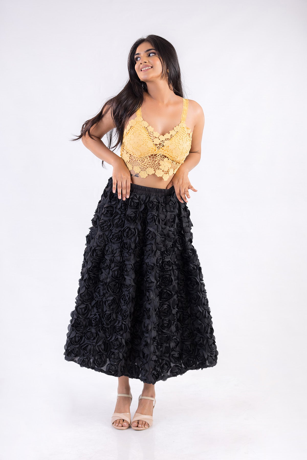 Noir Petal Volume Skirt