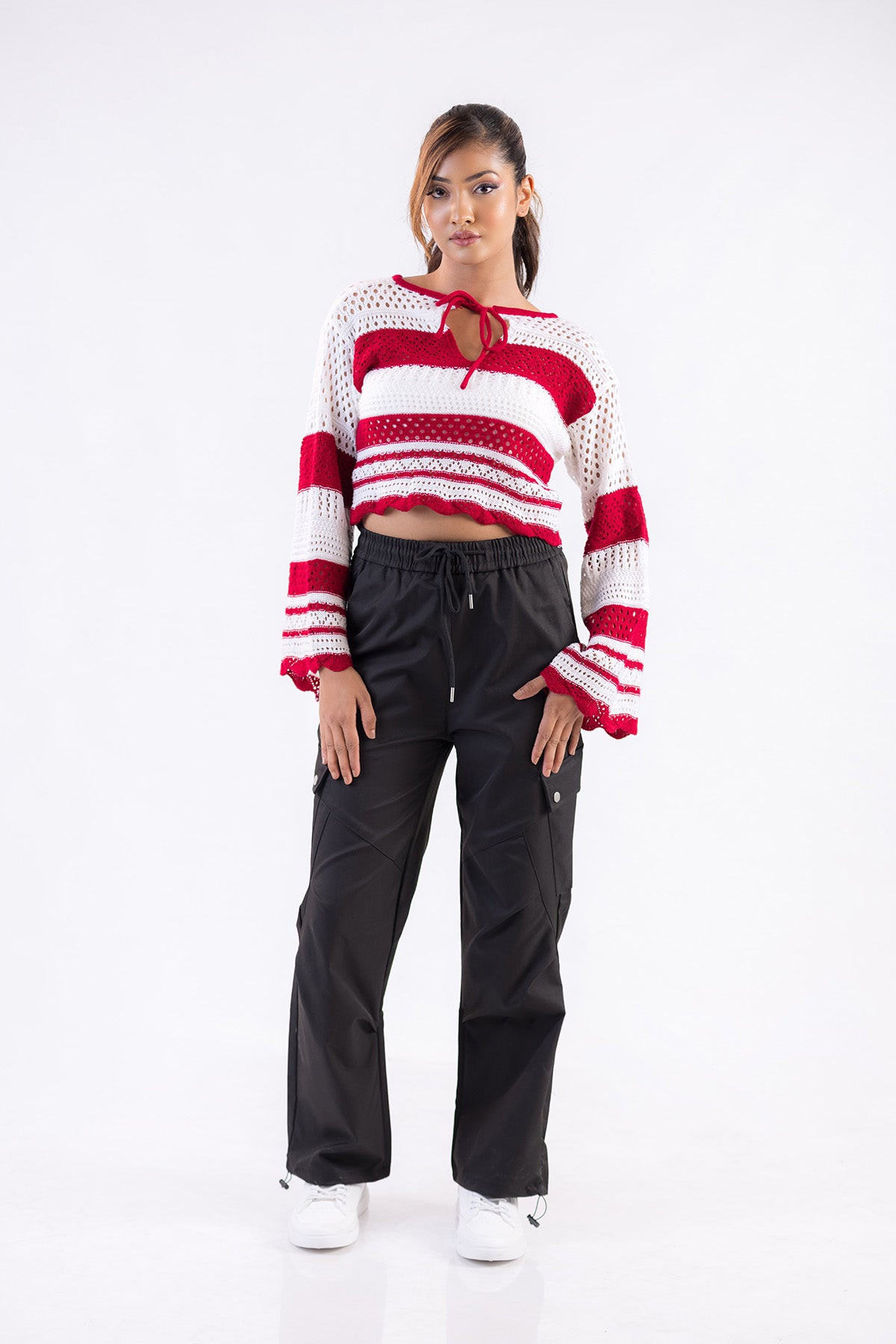 The Aura Striped Crochet Sweater
