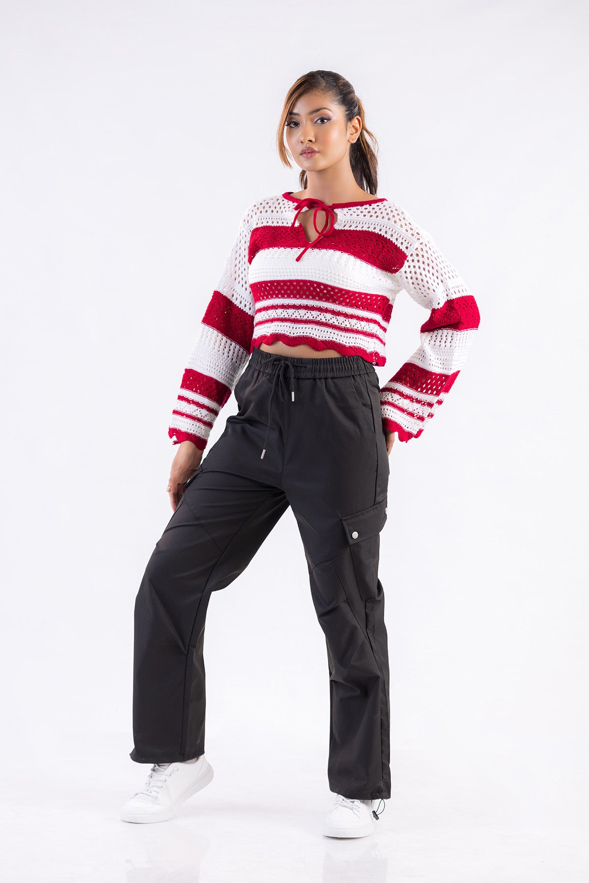 The Aura Striped Crochet Sweater