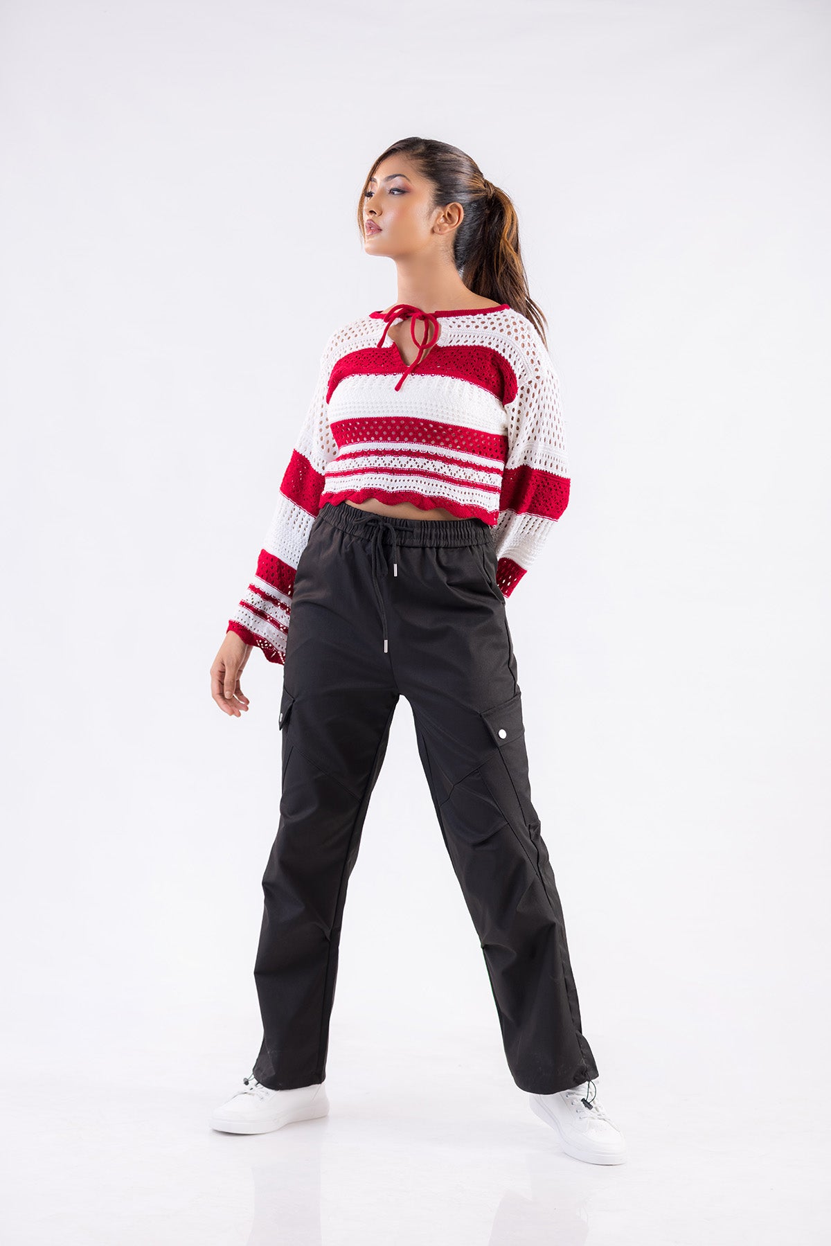 The Aura Striped Crochet Sweater