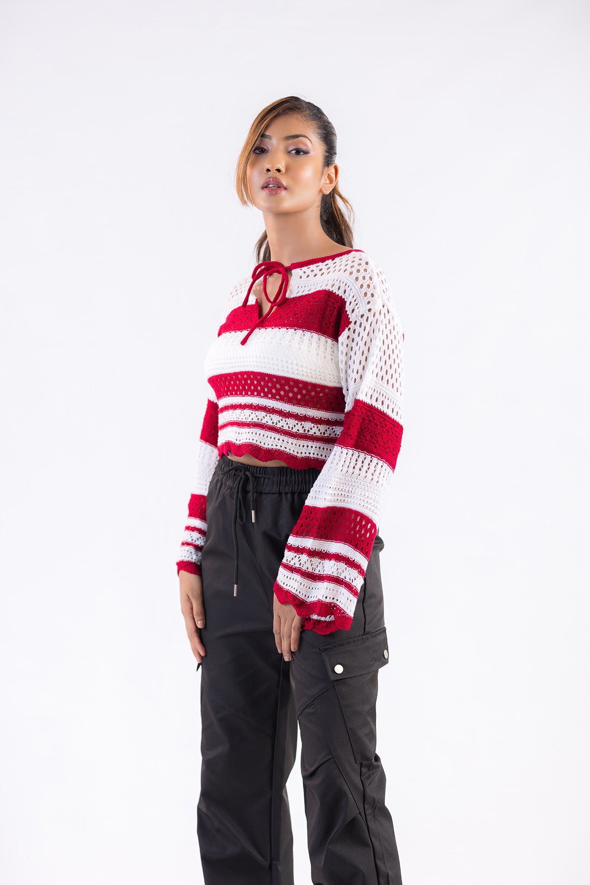 The Aura Striped Crochet Sweater