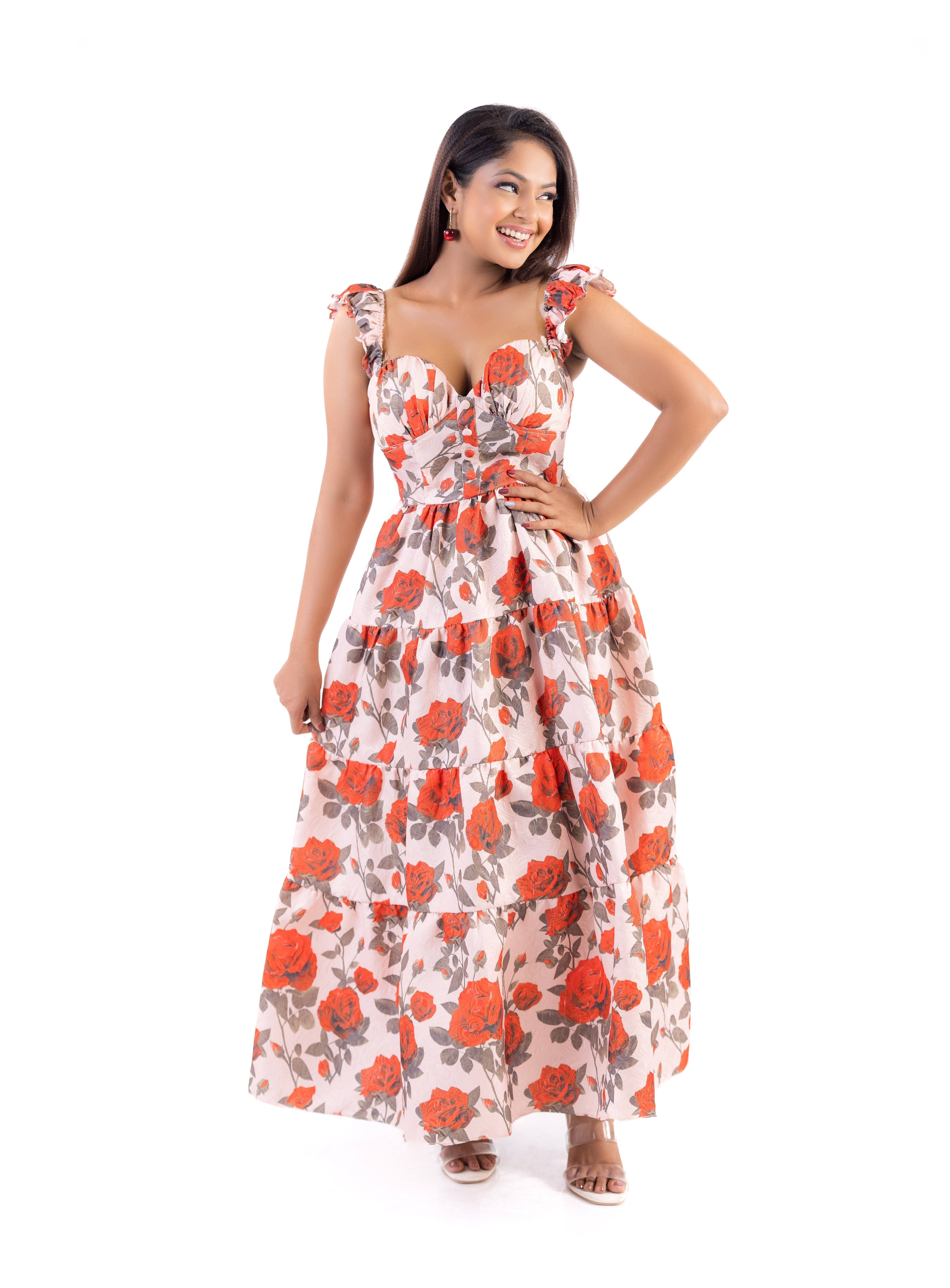 Noir Floral Elegance Dress