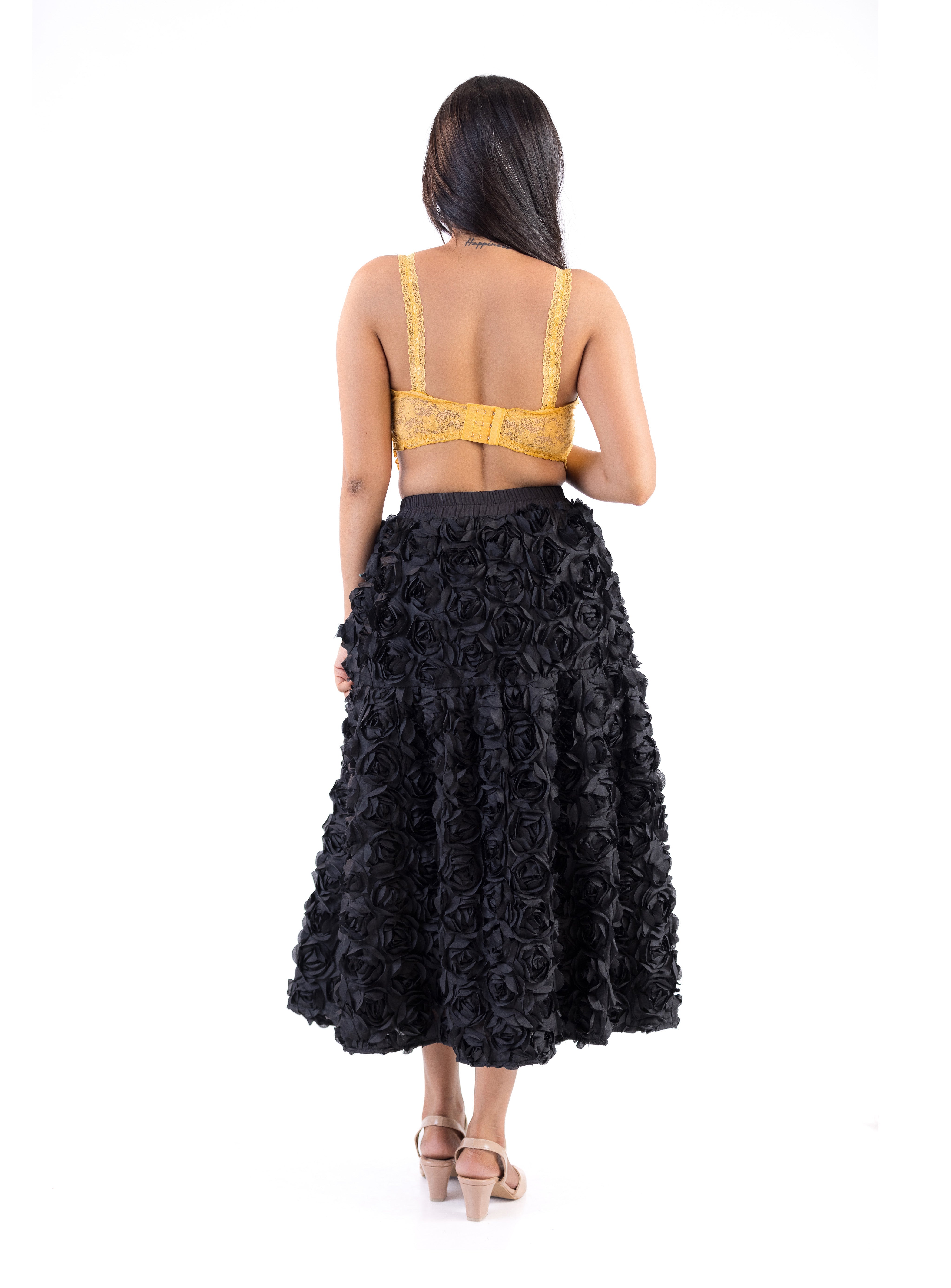Noir Petal Volume Skirt