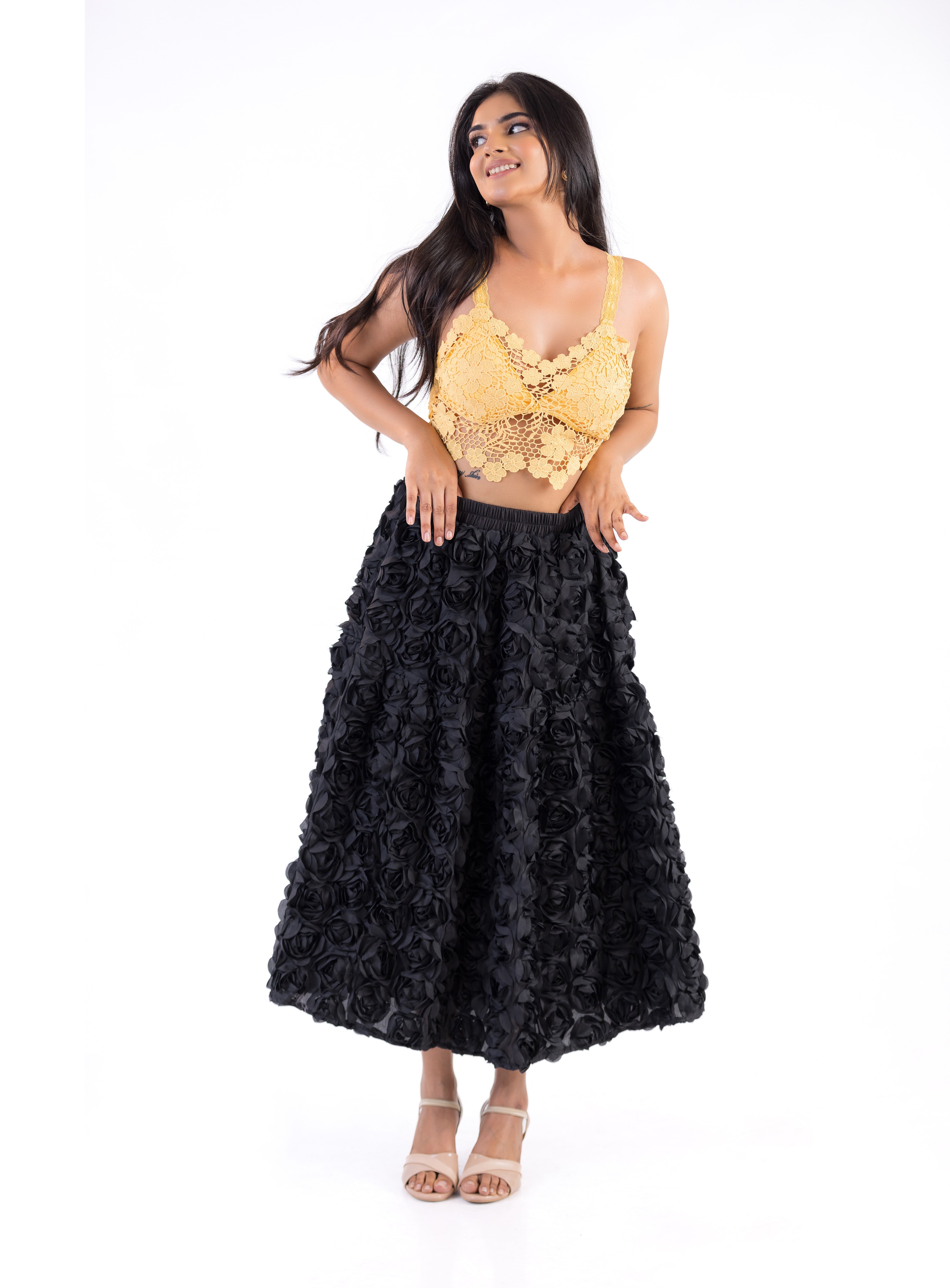 Noir Petal Volume Skirt
