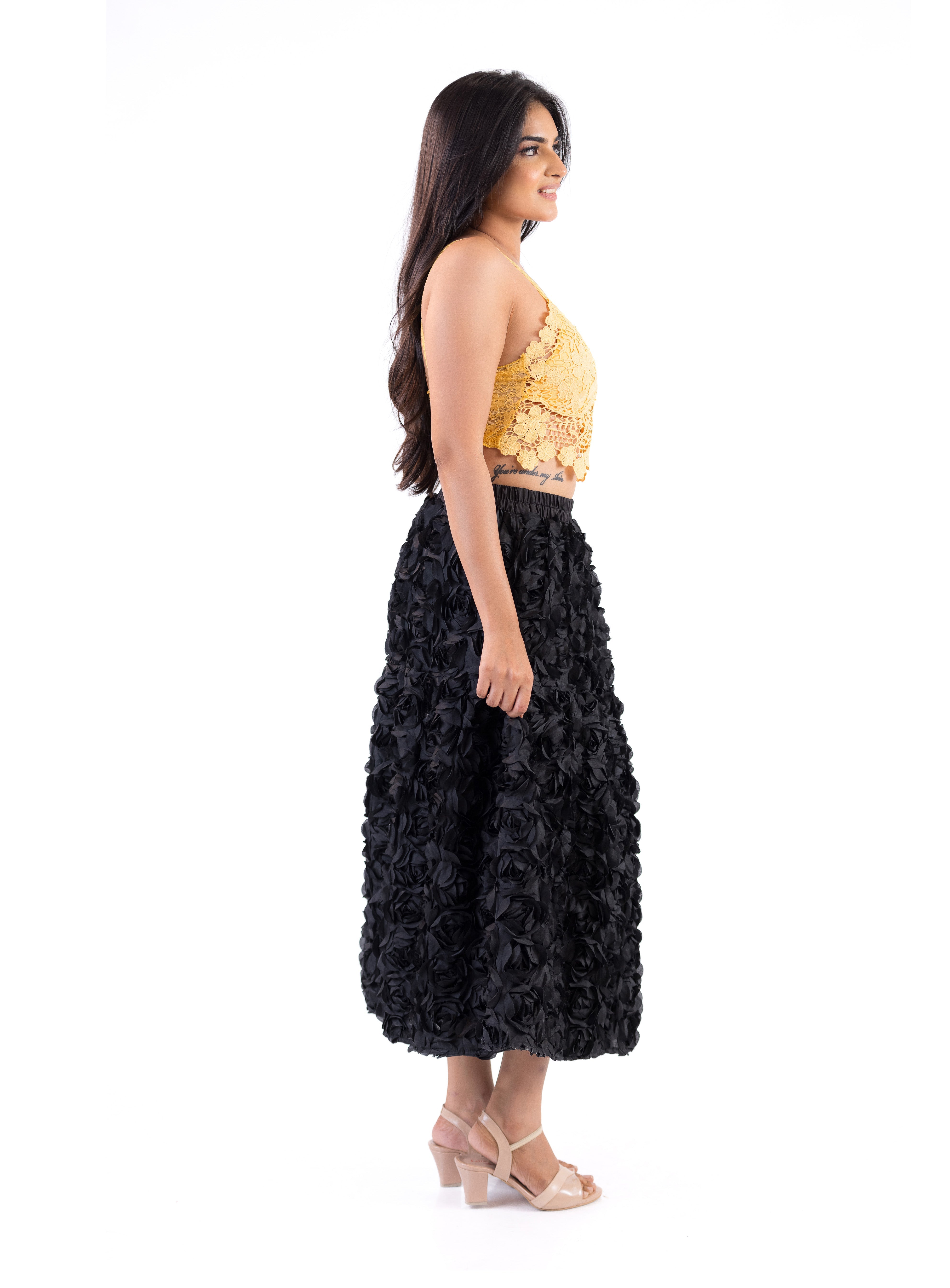 Noir Petal Volume Skirt