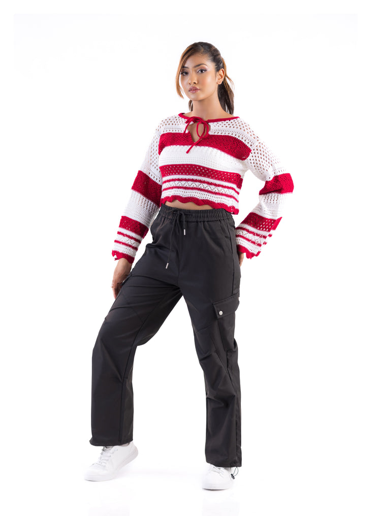 The Aura Striped Crochet Sweater