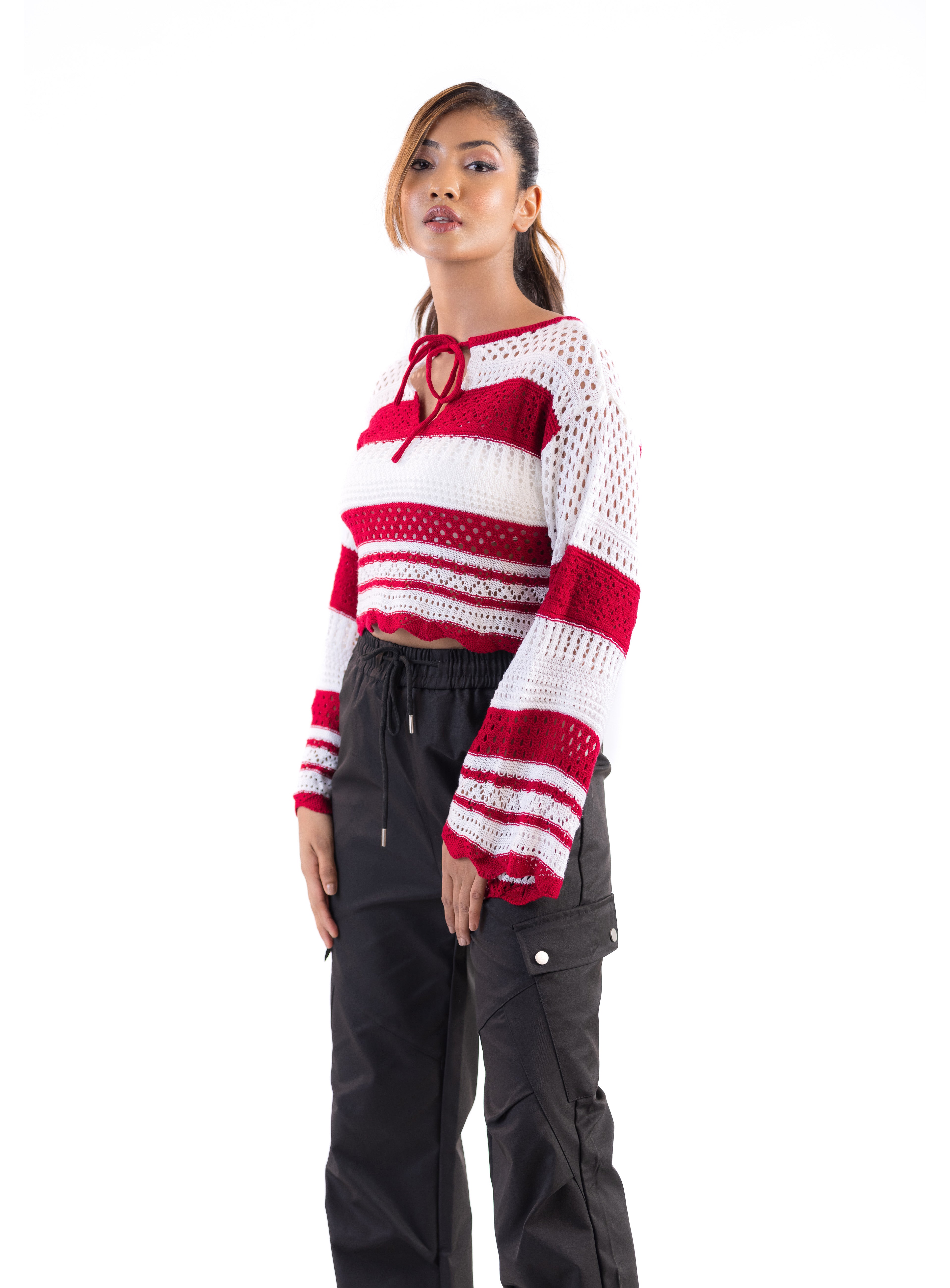 The Aura Striped Crochet Sweater