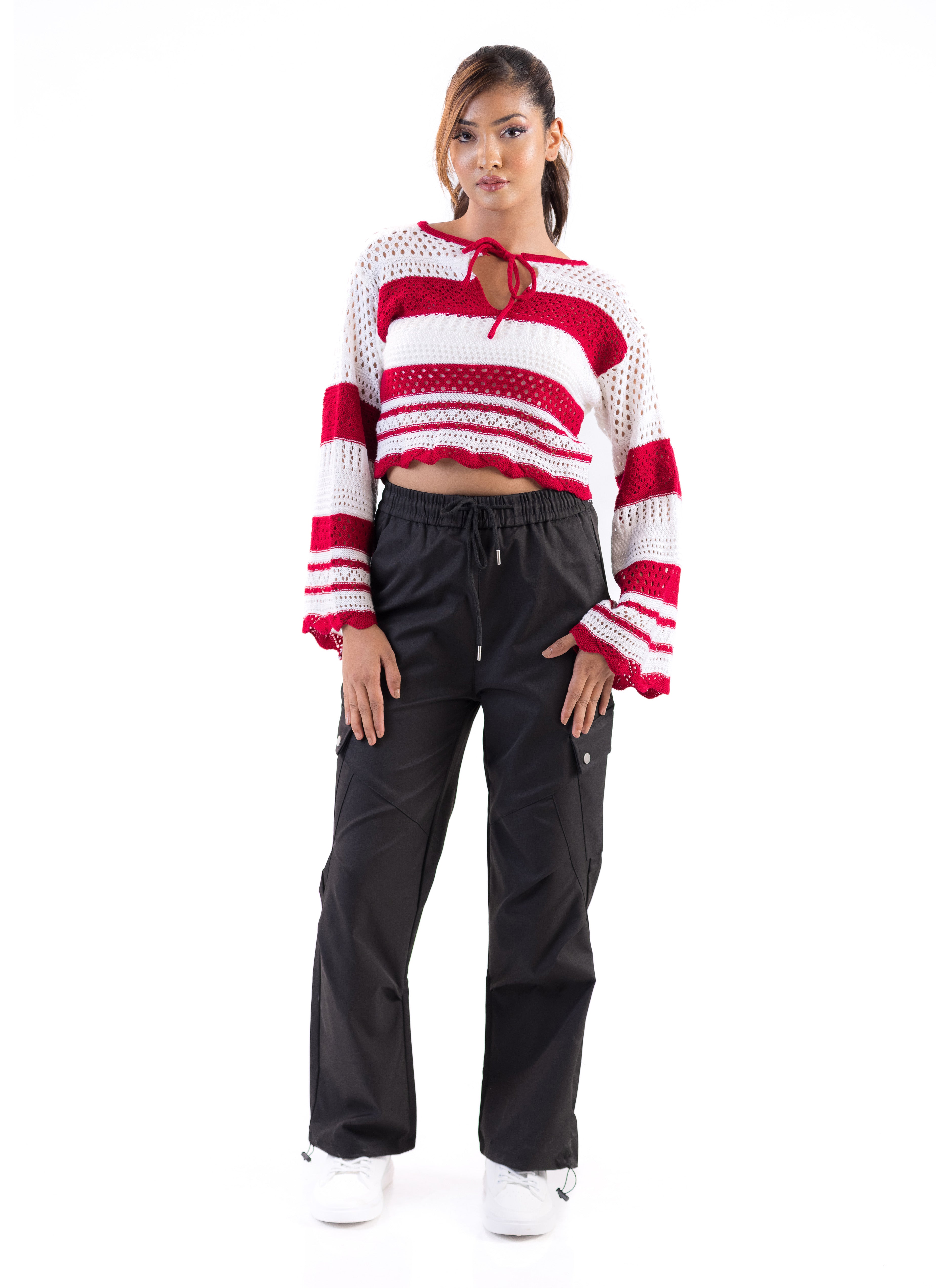 The Aura Striped Crochet Sweater